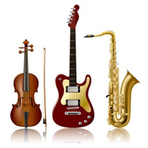 Musical Instruments - violin, guitar and saxophone